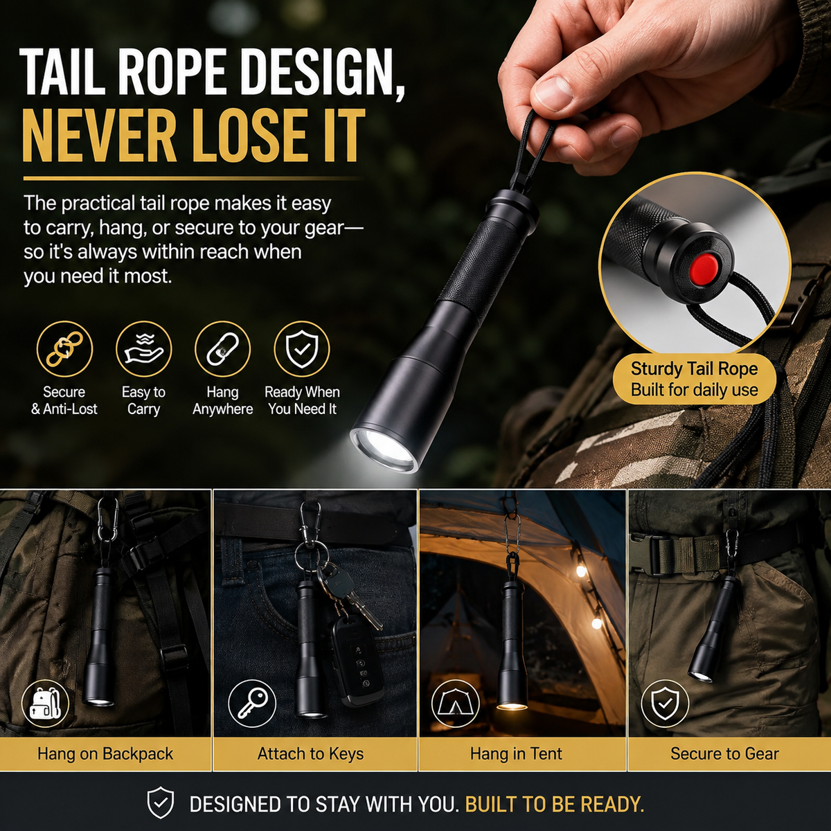 Aluminum Alloy Flashlight - 3 Modes Durable Portable Torch