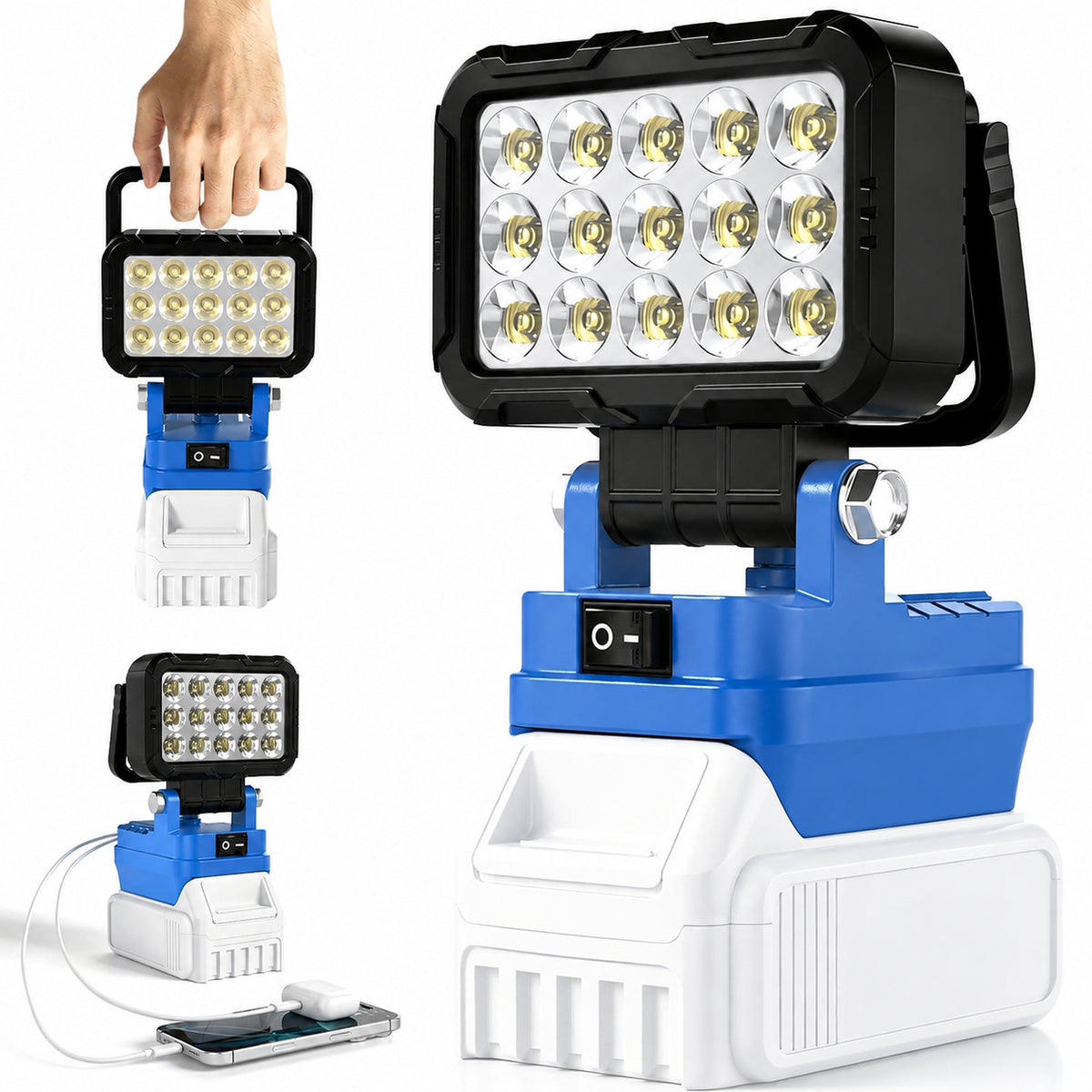 6000 Lumen 4OW LED Work Light -Compatible with Dewalt 2ov Max Battery
