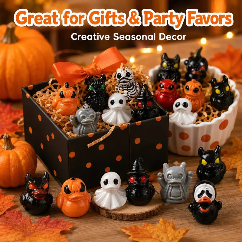 🎃 Mini Spooky Skull Devil Resin Duck Ornament