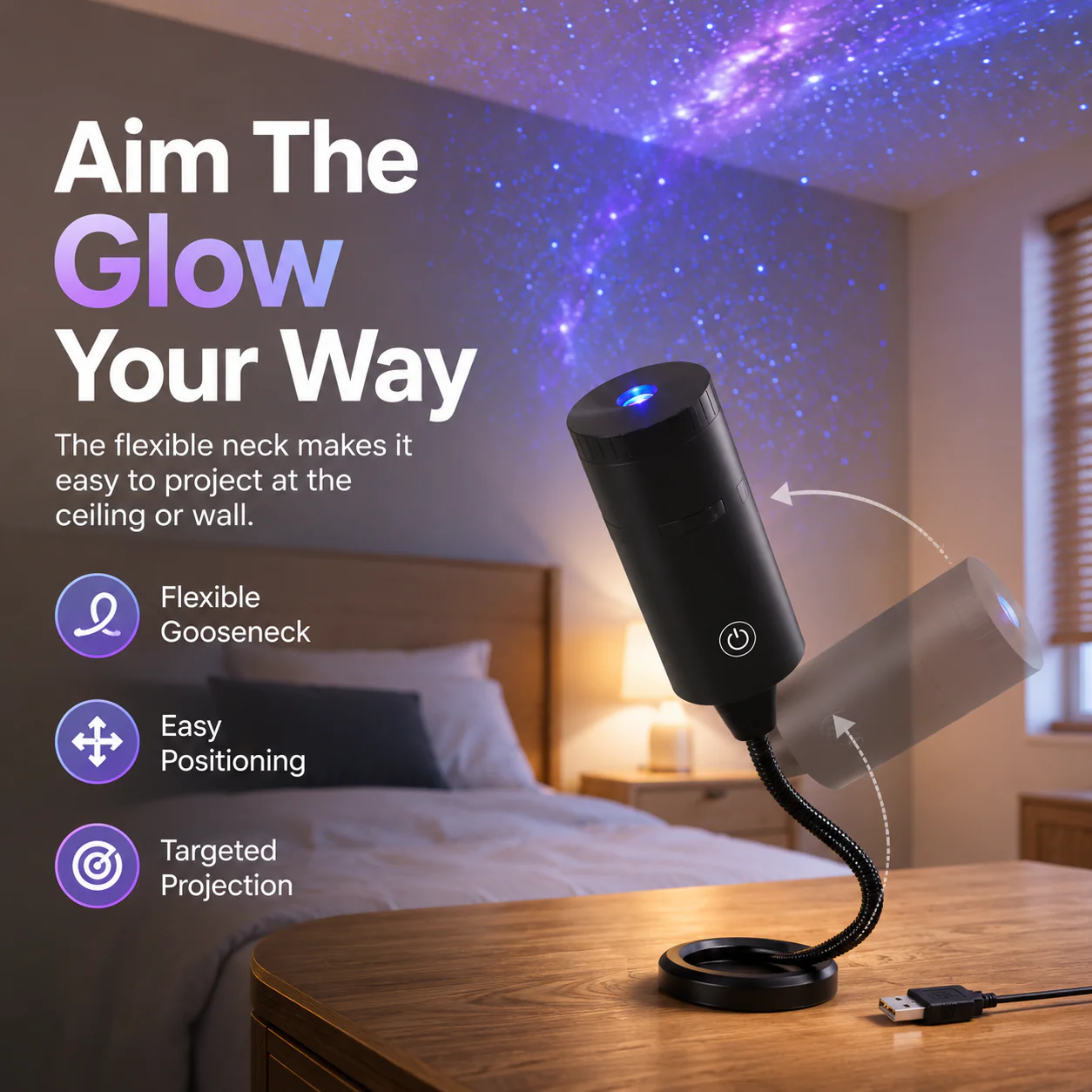 Plug-&-Play HD Star Projector - 11 Galaxy, Butterfly & Ocean Scenes