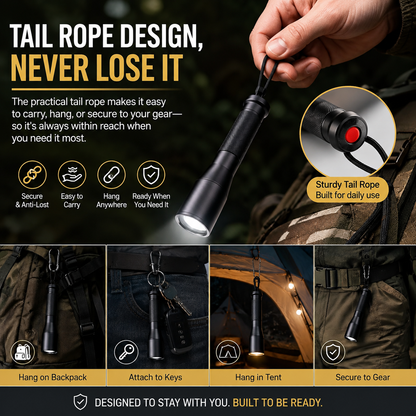 Aluminum Alloy Flashlight - 3 Modes Durable Portable Torch