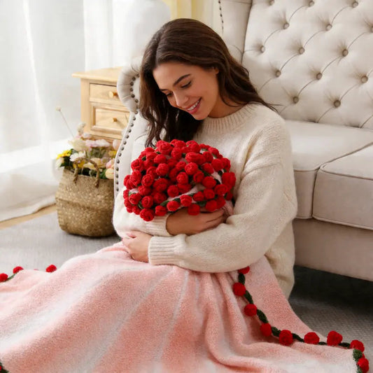 Handmade Rose Knitted Blanket