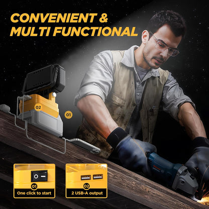 6000 Lumen 4OW LED Work Light -Compatible with Dewalt 2ov Max Battery