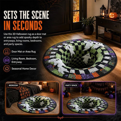 3D Halloween Optical Illusion Rug - Soft Non- Slip Round Mat