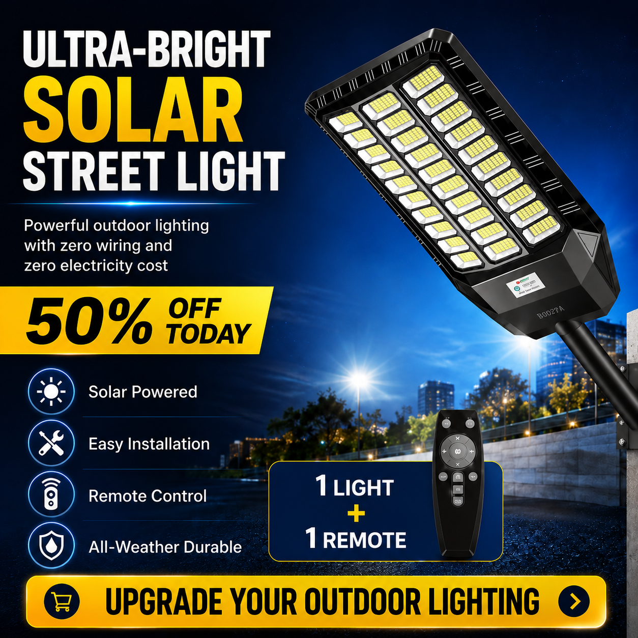 ⏰Last Day Promotion 50% OFF - Ultra Bright Solar Led Street Light System