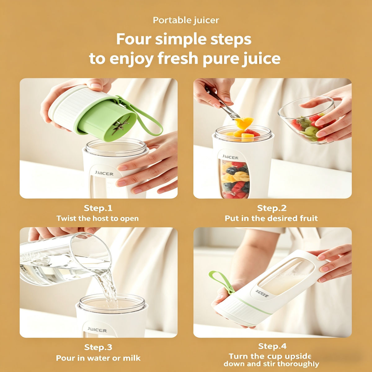 Portable Rechargeable Juicer Small Fruit Juice Cup Multifunctional Juicer for Students and Home Use
