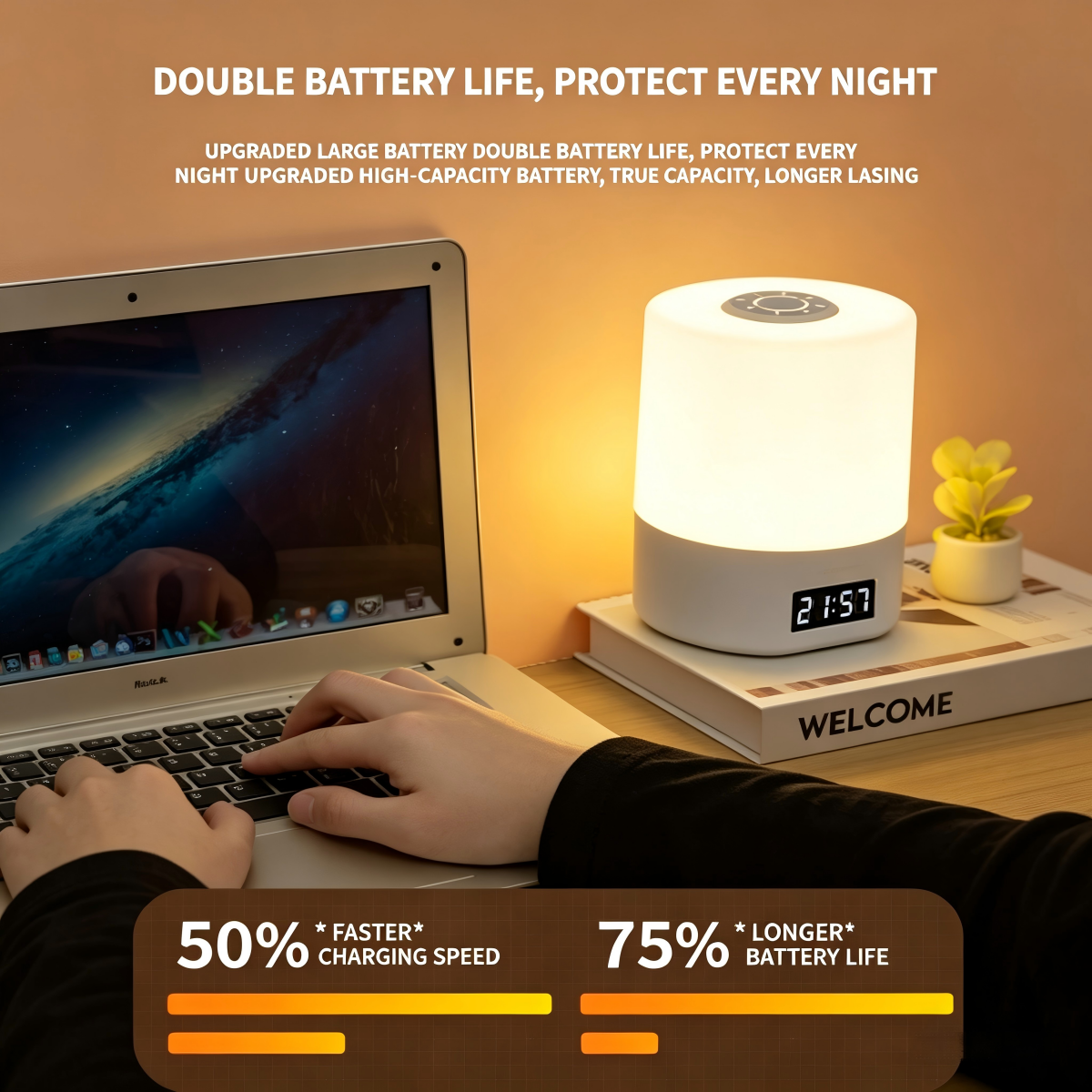 LED small night light bedroom sleep lamp eye-protection desk lamp student dormitory rechargeable bedside lamp