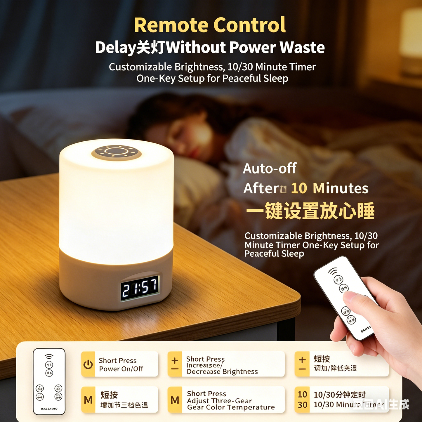 LED small night light bedroom sleep lamp eye-protection desk lamp student dormitory rechargeable bedside lamp