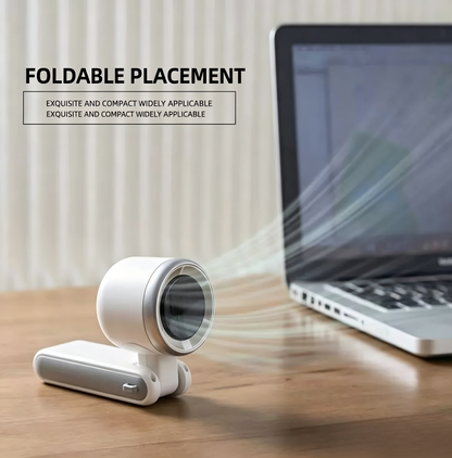 Foldable handheld fan with turbo high-speed silent strong wind, USB rechargeable, neck-hanging small fan