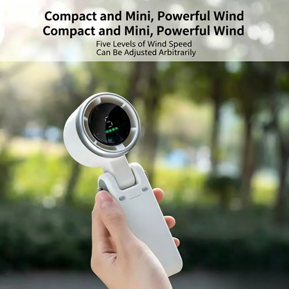 Foldable handheld fan with turbo high-speed silent strong wind, USB rechargeable, neck-hanging small fan