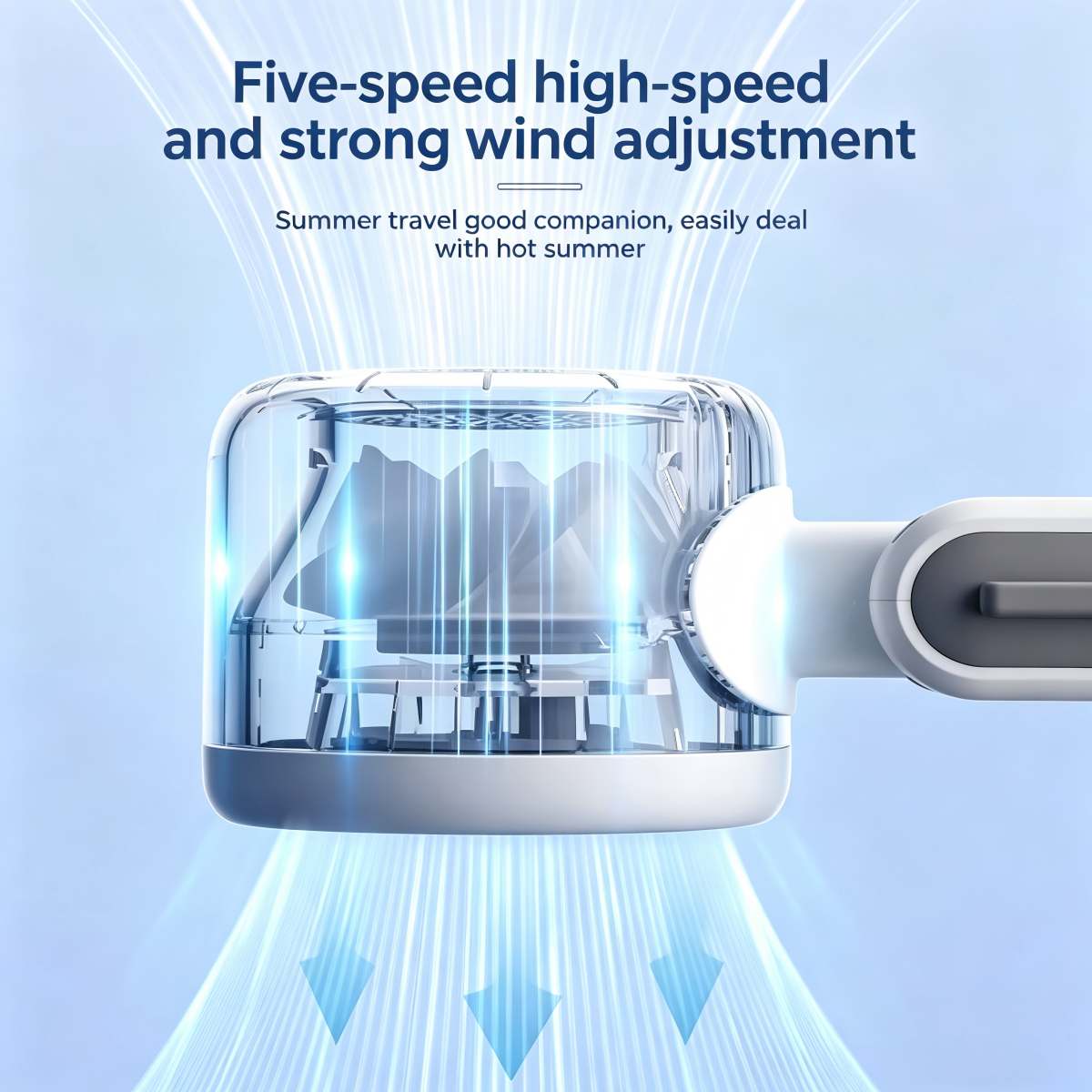 Foldable handheld fan with turbo high-speed silent strong wind, USB rechargeable, neck-hanging small fan
