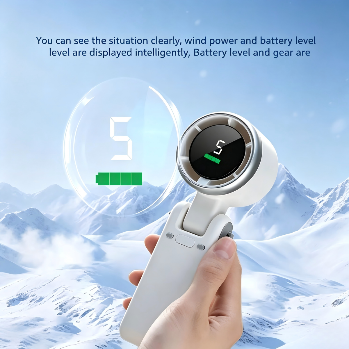 Foldable handheld fan with turbo high-speed silent strong wind, USB rechargeable, neck-hanging small fan