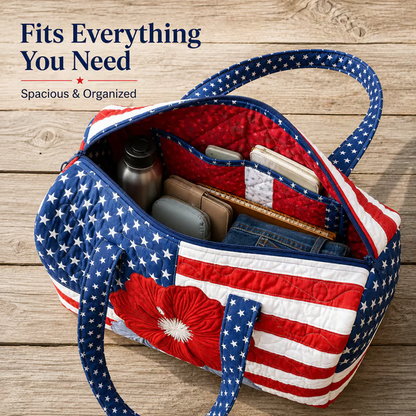 🔥HOT SALE 49% OFF🔥 Floral American Flag Travel Duffel