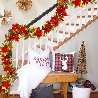 Poinsettia String ArtificialFlower Holiday Lights