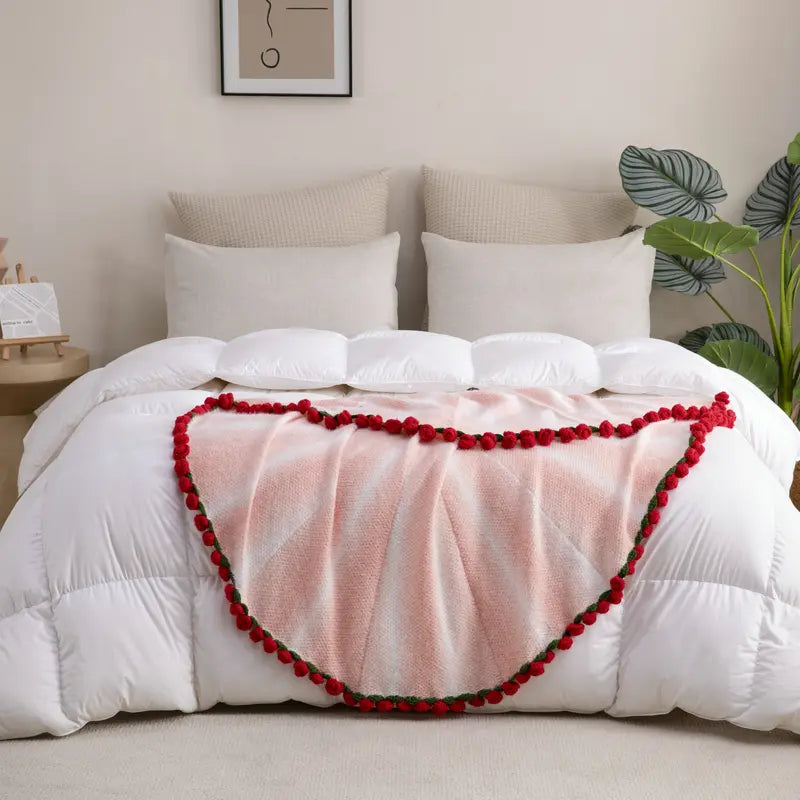 Handmade Rose Knitted Blanket