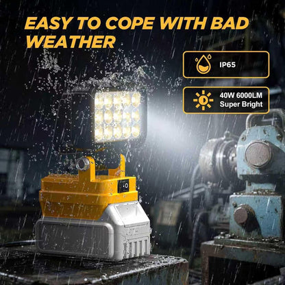 6000 Lumen 4OW LED Work Light -Compatible with Dewalt 2ov Max Battery