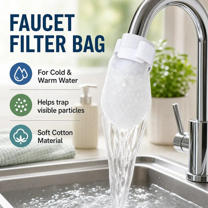 50-Pack Cotton Faucet Filter Bags - Splash-Free, Sediment-Free Water