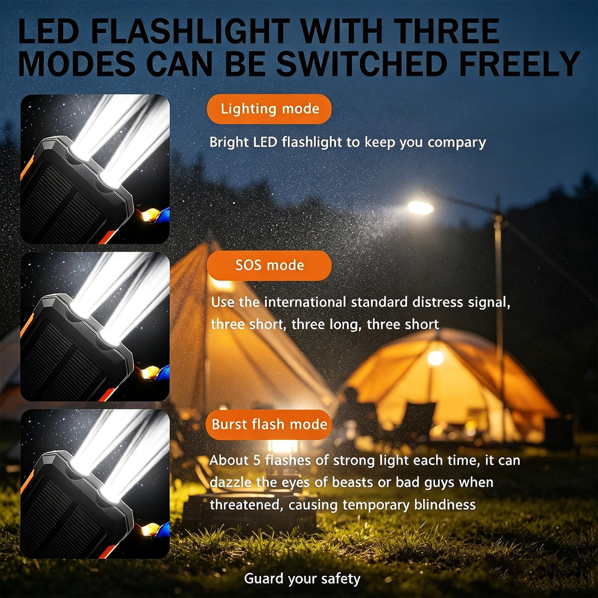 10000mAh Solar Power Bank with Flashlight & Dual UsB Charging