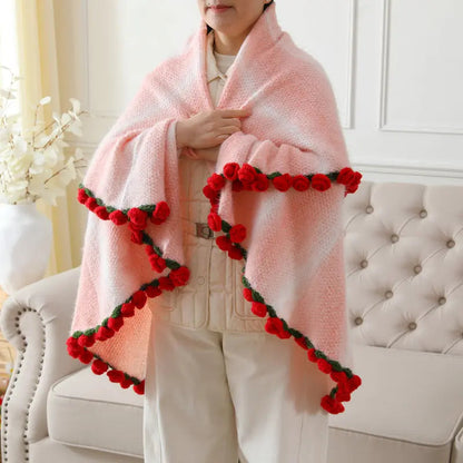 Handmade Rose Knitted Blanket