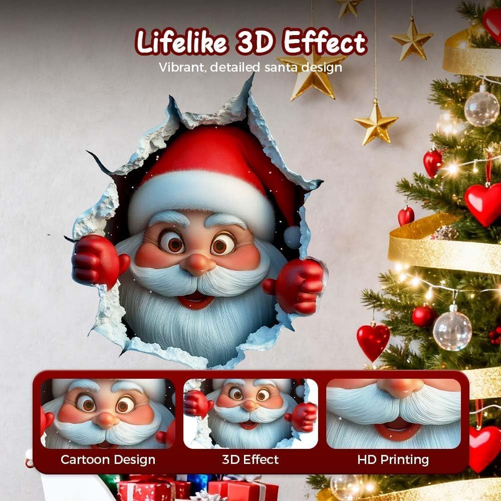 🎅 Festive Decor 2-PieceSanta Face Vinyl Stickers