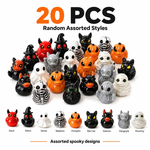 🎃 Mini Spooky Skull Devil Resin Duck Ornament