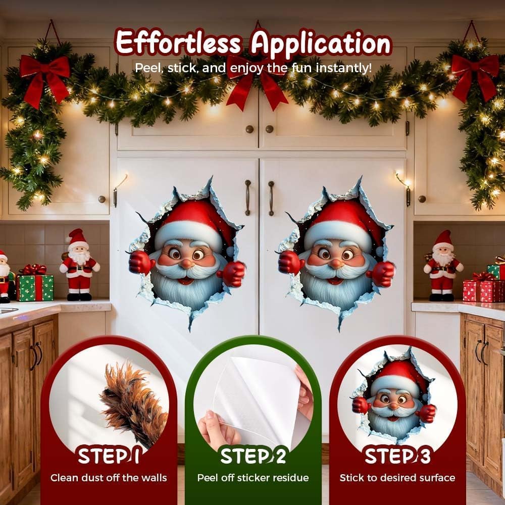 🎅 Festive Decor 2-PieceSanta Face Vinyl Stickers