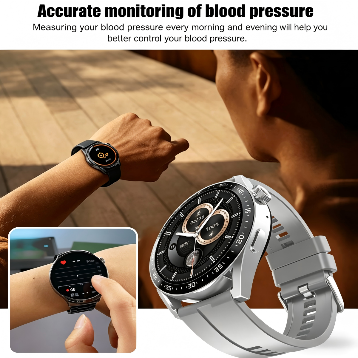 🔥🔥HW GT Pro Painless Blood Glucose ALL DAY Real-Time Monitoring Smart Bluetooth Watch