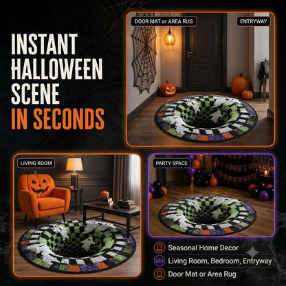 3D Halloween Optical Illusion Rug - Soft Non- Slip Round Mat