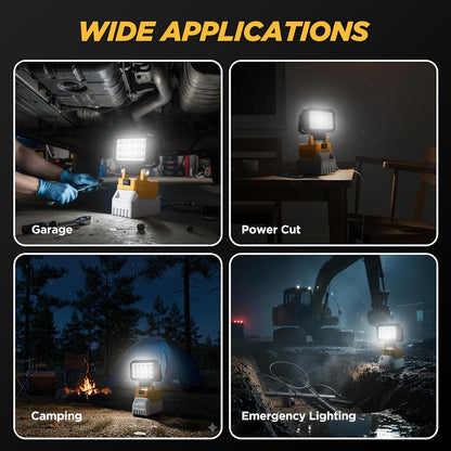 6000 Lumen 4OW LED Work Light -Compatible with Dewalt 2ov Max Battery