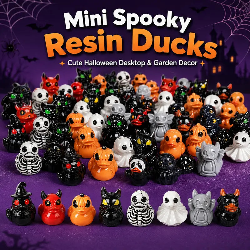 🎃 Mini Spooky Skull Devil Resin Duck Ornament