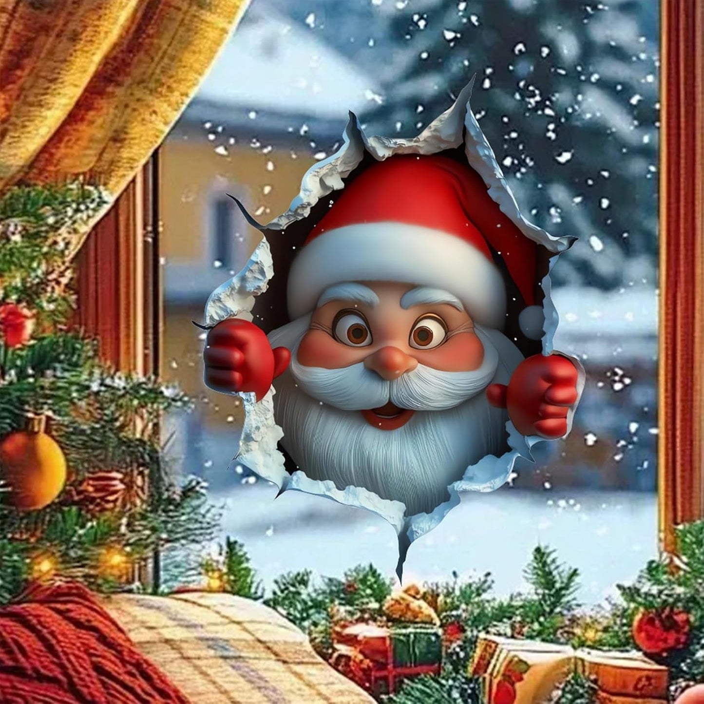🎅 Festive Decor 2-PieceSanta Face Vinyl Stickers
