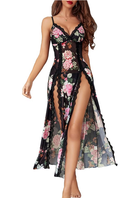 👗 Lace Baby doll Chemise Sexy Mesh Nightdress