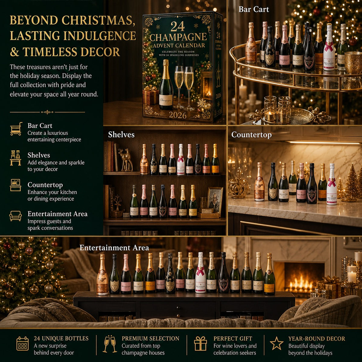 2026 Champagne Advent Calendar - 24-Day Collectible Christmas Countdown