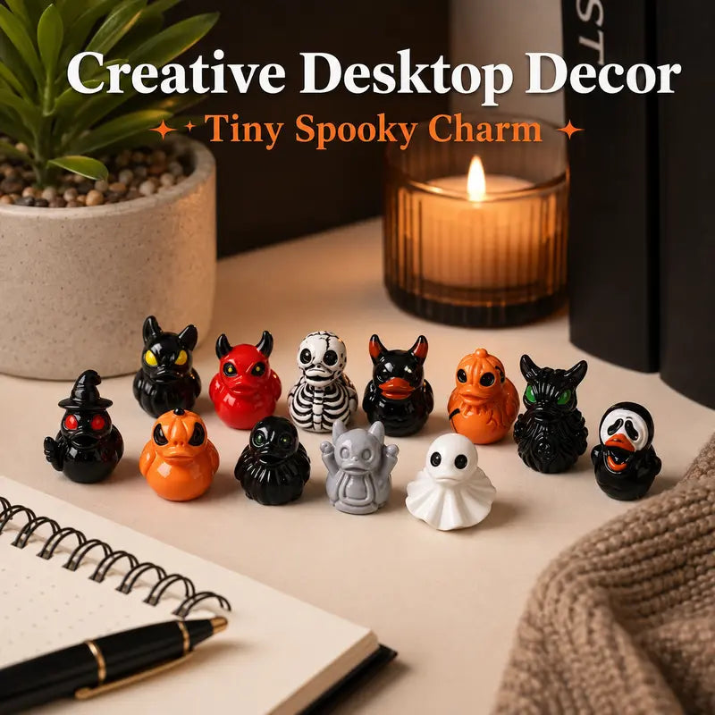 🎃 Mini Spooky Skull Devil Resin Duck Ornament