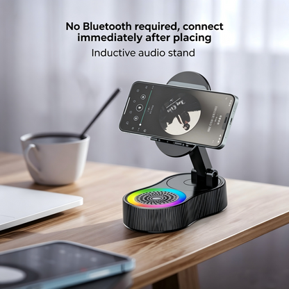 Induction Phone Holder Power Bank Wireless Bluetooth Speaker Desktop Live Streaming Audio