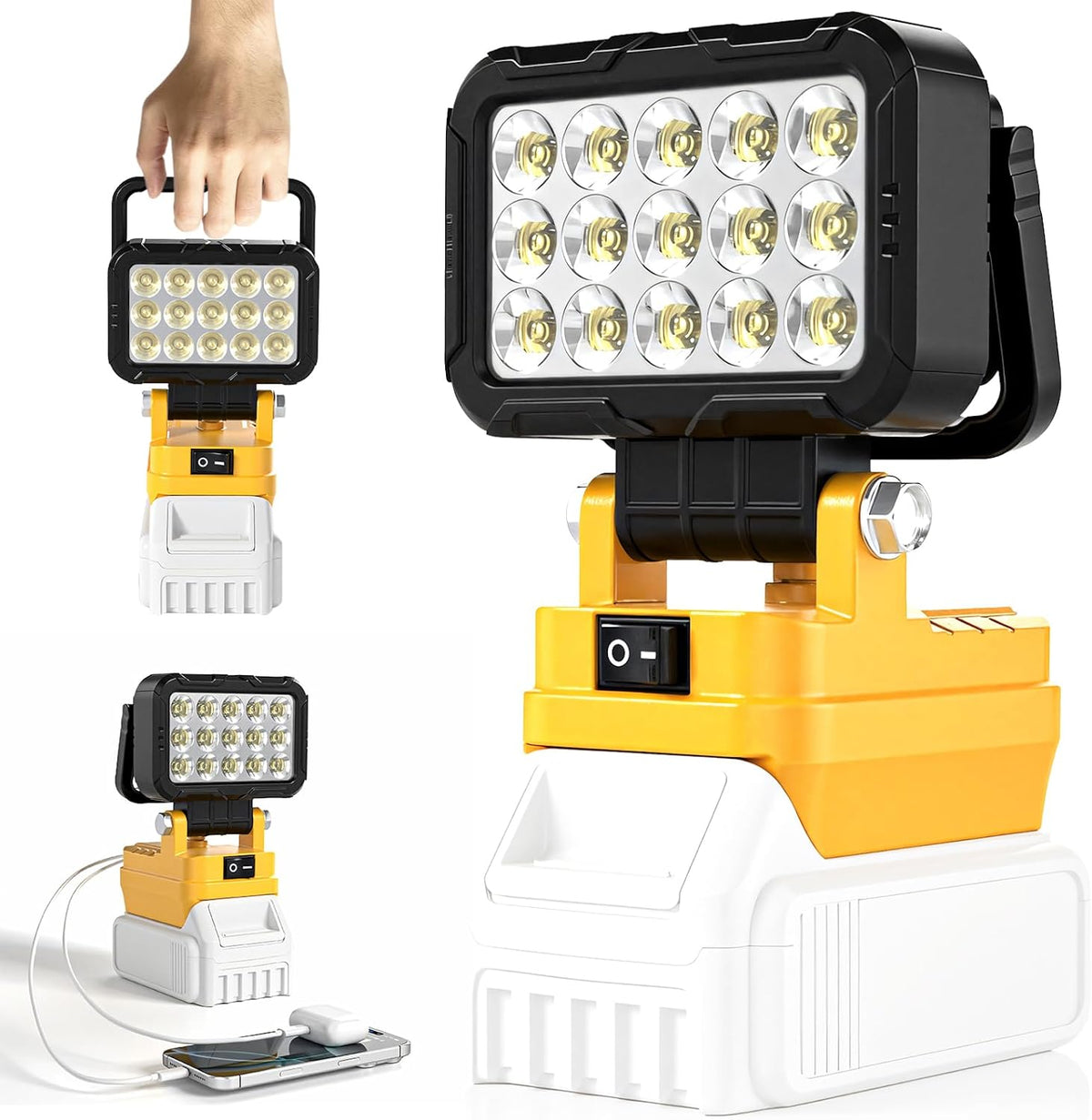 6000 Lumen 4OW LED Work Light -Compatible with Dewalt 2ov Max Battery
