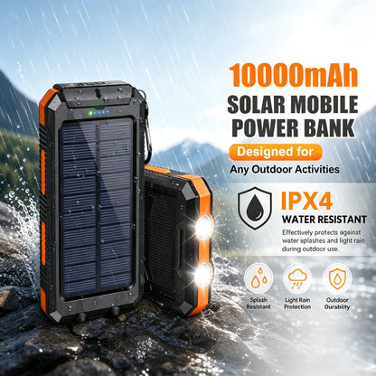 10000mAh Solar Power Bank with Flashlight & Dual UsB Charging