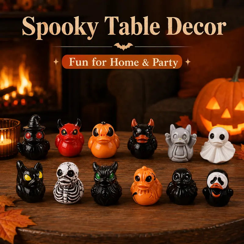 🎃 Mini Spooky Skull Devil Resin Duck Ornament