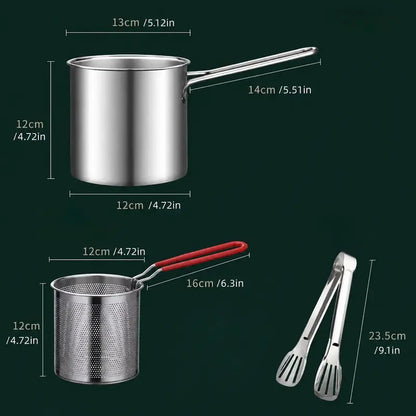 4Pcs Stainless Steel Deep Fryer Set