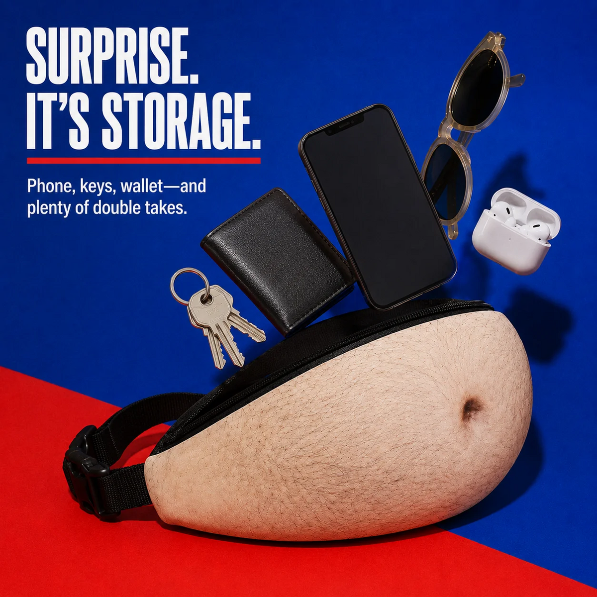 Ultra-Realistic Beer Belly Fanny Pack- Funny Dad Bod Waist Bag
