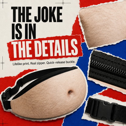 Ultra-Realistic Beer Belly Fanny Pack- Funny Dad Bod Waist Bag