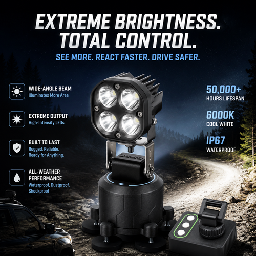 NightHawk M2 Vehicle- Mounted LED Spot Light Scan More Ground, Extreme Brightness