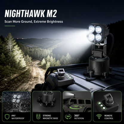 NightHawk M2 Vehicle- Mounted LED Spot Light Scan More Ground, Extreme Brightness