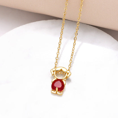Birthstone Mom & KidsDetachable Necklace -Her Birthstone, YourHeart