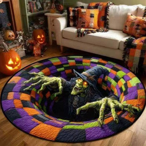 3D Halloween Optical Illusion Rug - Soft Non- Slip Round Mat