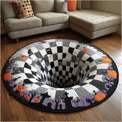 3D Halloween Optical Illusion Rug - Soft Non- Slip Round Mat