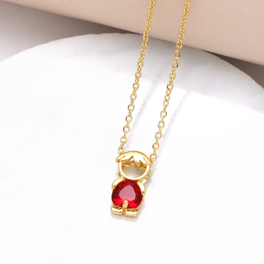 Birthstone Mom & KidsDetachable Necklace -Her Birthstone, YourHeart