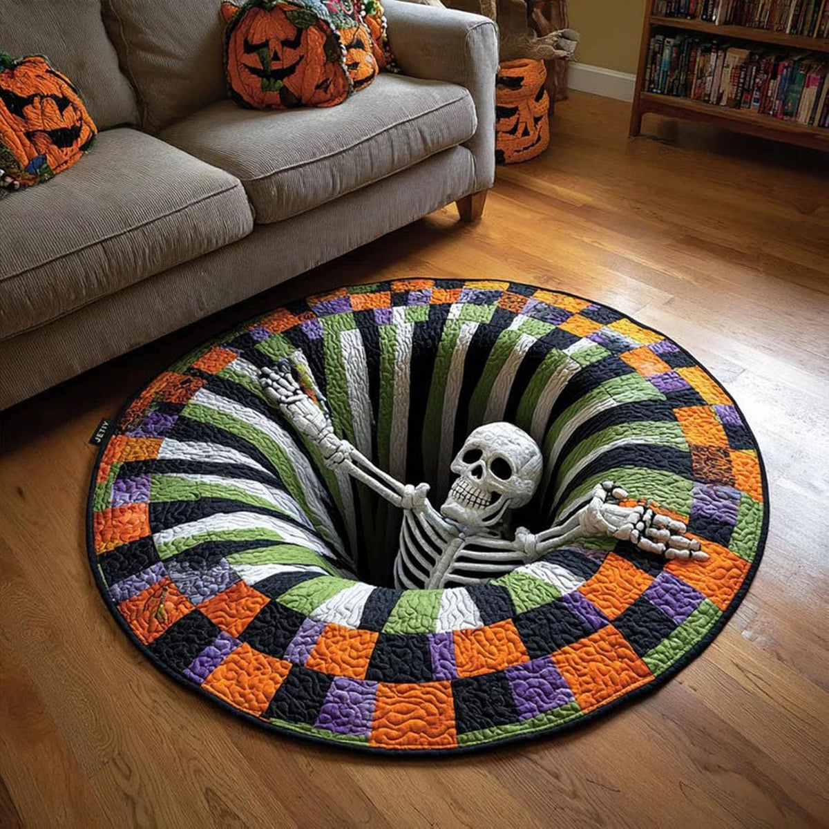 3D Halloween Optical Illusion Rug - Soft Non- Slip Round Mat