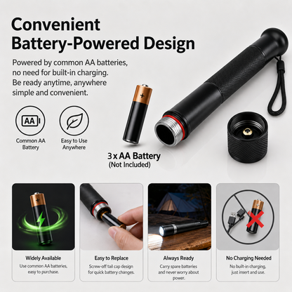 Aluminum Alloy Flashlight - 3 Modes Durable Portable Torch
