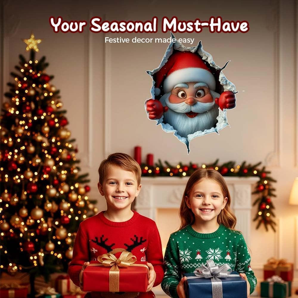 🎅 Festive Decor 2-PieceSanta Face Vinyl Stickers